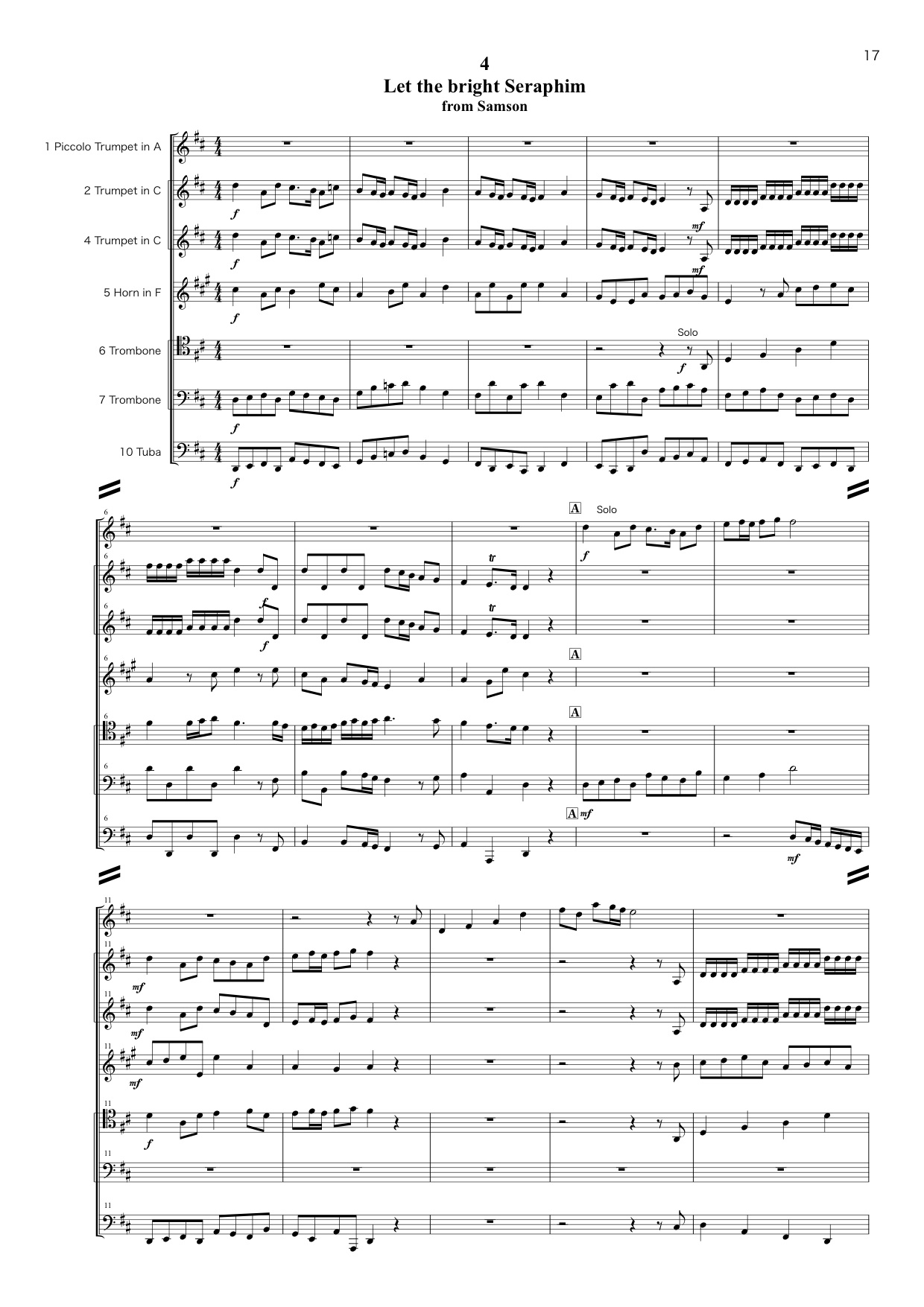ヘンデル・ヒットソング集 (ヘンデル) 金管十重奏 | 金管アンサンブル楽譜 | NABEO Music Library